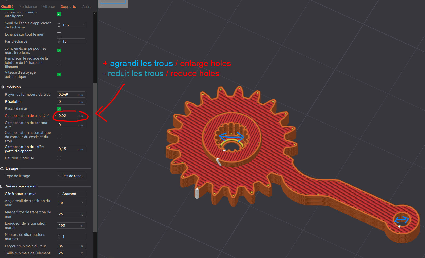 Agrandissement des Trous