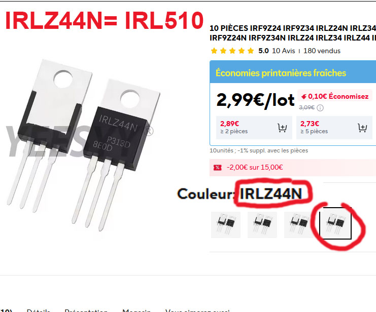 MOSFET IRL510=IRLZ44N