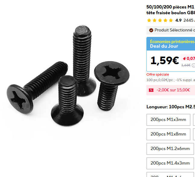Vis 2.5X8mm